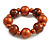 Chunky Wood Bead with Animal Print Flex Bracelet in Copper Colour/ Size M