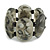Wide Chunky Resin/ Wood Bead Flex Bracelet in Black/ Grey/ White - M/ L