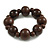 Chunky Wood Bead with Animal Print Flex Bracelet in Dark Brown/ Size M