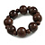 Chunky Wood Bead with Animal Print Flex Bracelet in Dark Brown/ Size M - view 2
