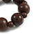 Chunky Wood Bead with Animal Print Flex Bracelet in Dark Brown/ Size M - view 4