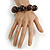 Chunky Wood Bead with Animal Print Flex Bracelet in Dark Brown/ Size M - view 3