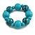 Chunky Wood Bead with Animal Print Flex Bracelet in Turquoise Colour/ Size M