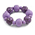Chunky Wood Bead with Animal Print Flex Bracelet in Lilac Purple/ Size M - view 4
