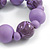 Chunky Wood Bead with Animal Print Flex Bracelet in Lilac Purple/ Size M - view 5