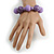 Chunky Wood Bead with Animal Print Flex Bracelet in Lilac Purple/ Size M - view 3