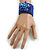 Blue Glass Bead Flex Cuff Bracelet with Shell Flower - M/ L - view 3
