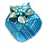 Light Blue Glass Bead Flex Cuff Bracelet with Shell Flower - M/ L - view 6