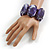 Wide Chunky Resin/ Wood Bead Flex Bracelet in Purple/ White - M/ L - view 3