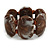Wide Chunky Resin/ Wood Bead Flex Bracelet in Brown/ White - M/ L
