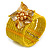 Yellow Glass Bead Flex Cuff Bracelet with Shell Flower - M/ L - view 2