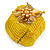 Yellow Glass Bead Flex Cuff Bracelet with Shell Flower - M/ L - view 4