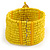 Yellow Glass Bead Flex Cuff Bracelet with Shell Flower - M/ L - view 5