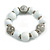 Wood Bead with Animal Print Flex Bracelet in White/Black/ Size M