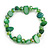 Emerald Green Glass and Sea Shell Bead Flex Bracelet - M/L