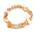 Glass Bead and Sea Shell Nugget Flex Bracelet in Melon/Pale Yellow - Size M/L