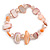 Glass Bead and Sea Shell Nugget Flex Bracelet in Pastel Coral/Pastel Purple - Size M/L - view 4