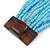 Light Blue Glass Bead Multistrand Flex Bracelet With Wooden Closure - 19cm L - view 5
