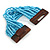 Light Blue Glass Bead Multistrand Flex Bracelet With Wooden Closure - 19cm L - view 2