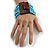 Light Blue Glass Bead Multistrand Flex Bracelet With Wooden Closure - 19cm L - view 3