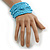 Light Blue Glass Bead Multistrand Flex Bracelet With Wooden Closure - 19cm L - view 4
