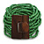 Apple Green Glass Bead Multistrand Flex Bracelet With Wooden Closure - 18cm L