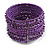 Bohemian Wide Beaded Cuff Bangle with Sequin (Deep Purple) - Adjustable - view 7