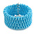 Fancy Light Blue Glass Bead Flex Cuff Bracelet - Adjustable - view 3