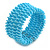 Fancy Light Blue Glass Bead Flex Cuff Bracelet - Adjustable