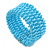 Fancy Light Blue Glass Bead Flex Cuff Bracelet - Adjustable - view 2