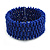 Fancy Blue Glass Bead Flex Cuff Bracelet - Adjustable - view 3