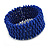 Fancy Blue Glass Bead Flex Cuff Bracelet - Adjustable - view 6