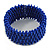 Fancy Blue Glass Bead Flex Cuff Bracelet - Adjustable - view 7