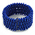 Fancy Blue Glass Bead Flex Cuff Bracelet - Adjustable - view 8