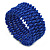 Fancy Blue Glass Bead Flex Cuff Bracelet - Adjustable - view 5
