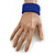 Fancy Blue Glass Bead Flex Cuff Bracelet - Adjustable - view 4
