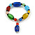 1Psc Multicoloured Glass and Ceramic Bead Charm Flex Bracelet - 19cm Long - Size M (Accorted Colours)