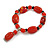 Red/Black Glass and Ceramic Bead Charm Flex Bracelet - 18cm Long - Size M - view 2