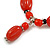 Red/Black Glass and Ceramic Bead Charm Flex Bracelet - 18cm Long - Size M - view 4