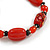 Red/Black Glass and Ceramic Bead Charm Flex Bracelet - 18cm Long - Size M - view 5