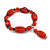 Red/Black Glass and Ceramic Bead Charm Flex Bracelet - 18cm Long - Size M - view 6