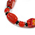 Red/Black Glass and Ceramic Bead Charm Flex Bracelet - 18cm Long - Size M - view 8