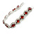 Party/Birthday/Wedding Red/Clear Diamante Teardrop Element Bracelet In Silver Tone Metal - 17cm Long