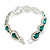 Party/Birthday/Wedding Emerald Green/Clear Diamante Teardrop Element Bracelet In Silver Tone Metal - 17cm Long - view 5