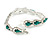Party/Birthday/Wedding Emerald Green/Clear Diamante Teardrop Element Bracelet In Silver Tone Metal - 17cm Long - view 6