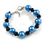 12mm D/Blue/Black Glass Bead Bracelet - Size S - 16cm L/3cm Ext (Natural Irregularities)