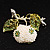 White Simulated Pearl Apple Crystal Brooch - view 2