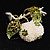 White Simulated Pearl Apple Crystal Brooch - view 3