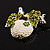 White Simulated Pearl Apple Crystal Brooch - view 7