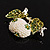 White Simulated Pearl Apple Crystal Brooch - view 8